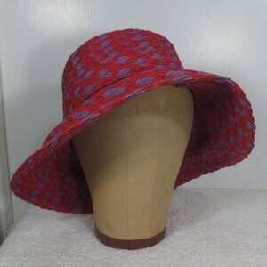 Jenny Buchanan Hat Red Purple Bucket Sun Protection Packable Paper Size 7 1/8